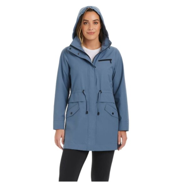 Vince Camuto Jackets & Blazers - Vince Camuto Blue Hooded Rain Jacket Drawstring Waist Water Resistant XS